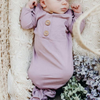Dusty Purple Bamboo Knotted Gown & Hat