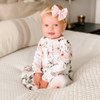 Millie's Dusty Rose Floral Ruffle Zipper Footie