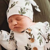 Olive Leaf Newborn Baby Knot Gown & Hat Set