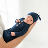Solid Dark Navy Bamboo Baby Knot Gown & Hat