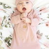 Solid Mauve Bamboo Baby Knot Gown & Hat