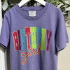 Purple Block Letter Birthday Girl Tee