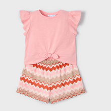 Salmon Girl Zigzag Print Short & Shirt Set