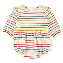  Countryside Rainbow Stripe Knit Long Sleeve Flutter Bubble Romper