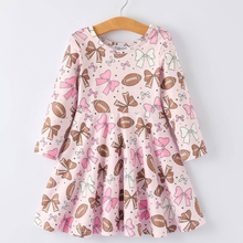  Girls Pink Dress with Football and Bow