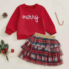  Merry Embroidered 2-Piece Plaid Skirt Set