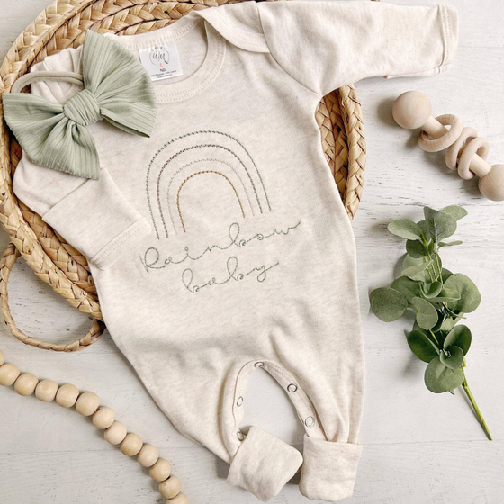 Neutral Tone Boho Rainbow Baby Outfit - Sweet Muted Rainbow: Romper Only
