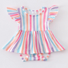 Colored Stripe Ruffle Baby Romper