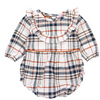 Homegrown Harvest Plaid Long Sleeve Ruffle Trim Bubble Romper