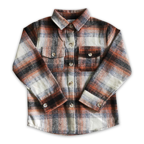 Orange Cotton Flannel Button Up