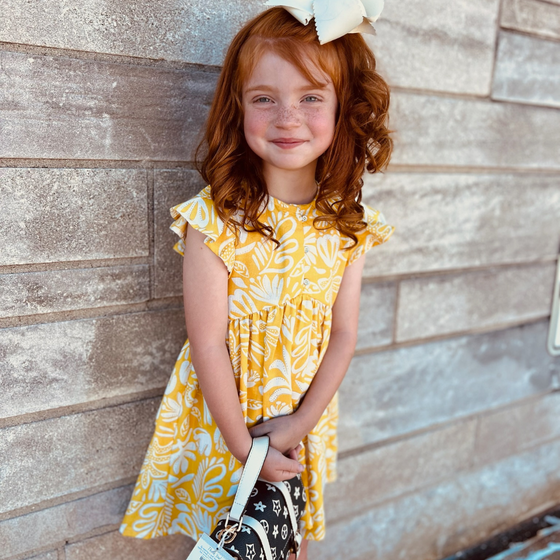 Yellow Tropical Printed Dress