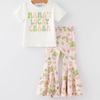 St. Patrick's Day Shamrock Print Milk Silk Top + Pants Girls Set: 2