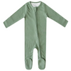 Rib Knit Zip-Up Footie Pajama- Clover