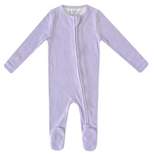  Rib Knit Zip-Up Footie Pajama- Periwinkle