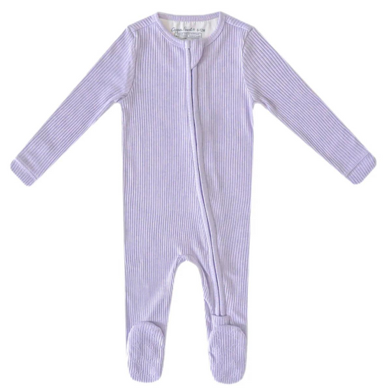 Rib Knit Zip-Up Footie Pajama- Periwinkle