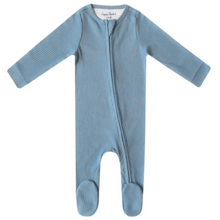  Rib Knit Zip-Up Footie Pajama- Atlantic