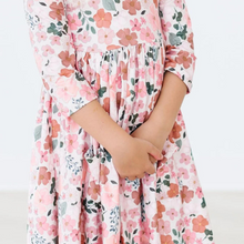  Fall Floral 3/4 Sleeve Pocket Twirl Dress