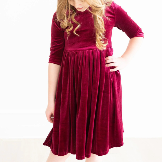 CRANBERRY VELVET TWIRL DRESS