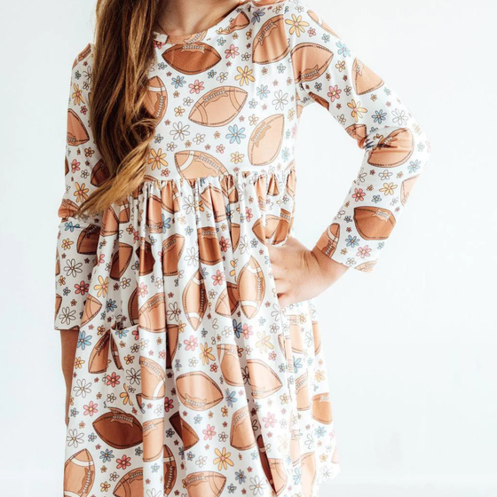 FOOTBALL FRIDAY Pocket Twirl Dress Long Sleeve