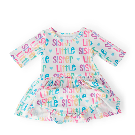 LITTLE SISTER 3/4 SLEEVE TWIRL BODYSUIT