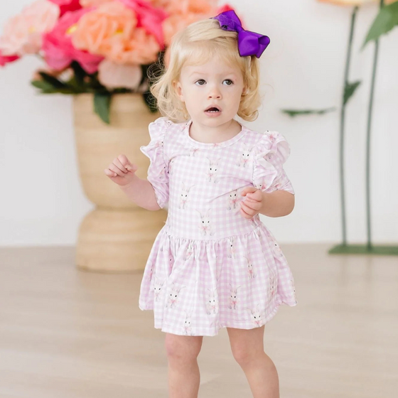 Baby Bunnies 3/4 Sleeve Flutter Twirl Bodysuit