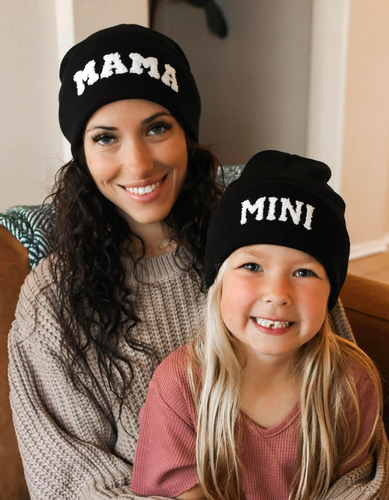 Mini Chenille Beanie Hat-black