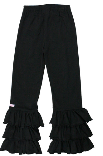 Black 3 Ruffle Pants