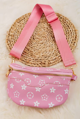 Pink Star Pattern Belt Bag Purse