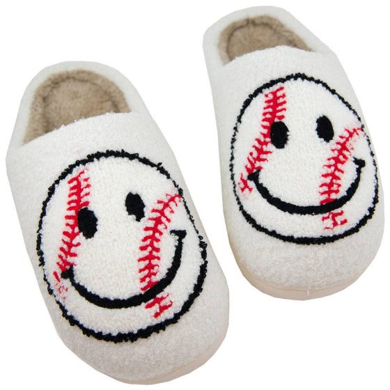 Baseball Happy Face House Slippers