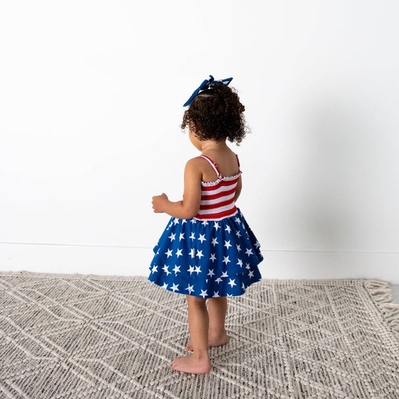 Quincy Stars & Stripes Smocked Tiered Tutu Bamboo 4th ofJuly