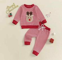  Reindeer Embroidered 2-Piece Striped Lounge Set