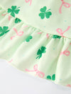 St. Patrick's Day Bow Shamrock Print Ruffles Girls Dress