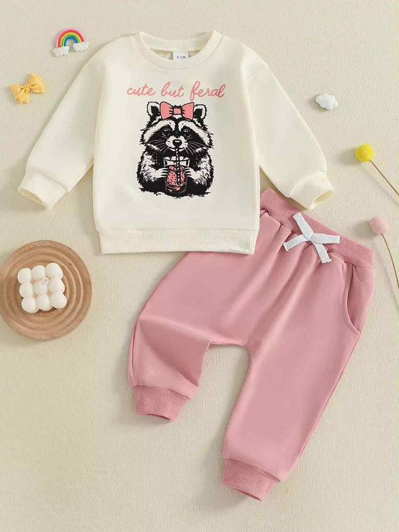 Cute But Feral Cream & Pink Lounge Set