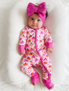 2-Way Convertible Zip Romper, Pumpkin Checkerboard Pink