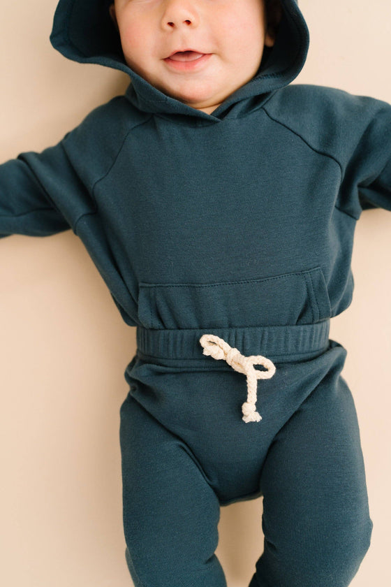 Navy Hoodie Romper Set