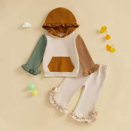 Color Block 2-piece Ruffled Lounge Set