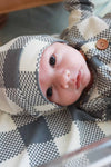 Big Check Bamboo Waffle Newborn Baby Knot Gown & Hat Set