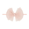 Baby Bling® Tulle FAB® Skinny nylon headband with tulle bow: Pleated Rose Quartz