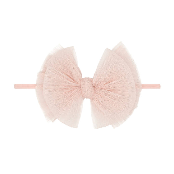 Baby Bling® Tulle FAB® Skinny nylon headband with tulle bow: Pleated Rose Quartz
