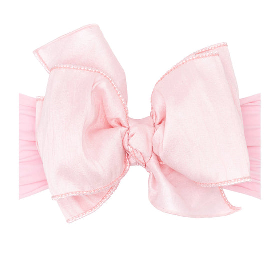 Baby Bling® Faux Silk Big Classic Bow on soft nylon headband: White