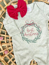 Sage Green First Christmas Wreath Outfit W/ Headband