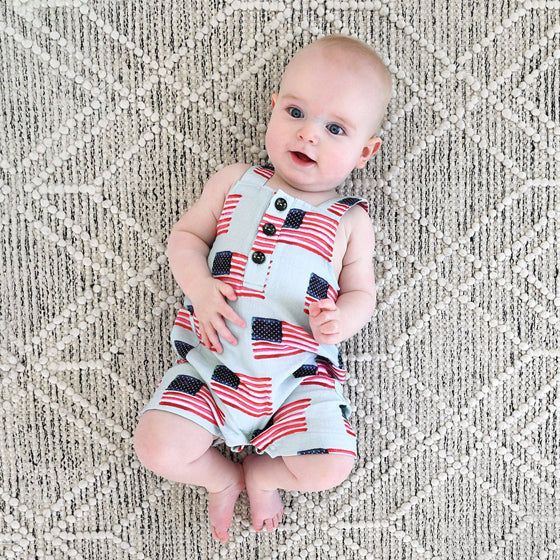 George Blue Flag Organic Coastal Coveralls 4th of July