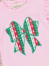Christmas Bow Embroidered Ruffle Romper