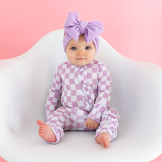 Myla Purple Checks RUFFLE ZIP Bamboo Sleepies Little Outfit