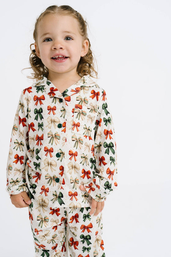 Holiday Bows Bamboo Button Up Set