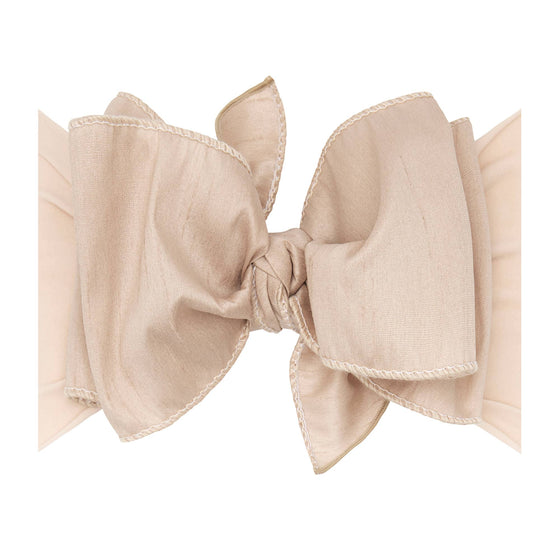 Baby Bling® Faux Silk Big Classic Bow on soft nylon headband: White