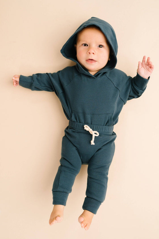 Navy Hoodie Romper Set