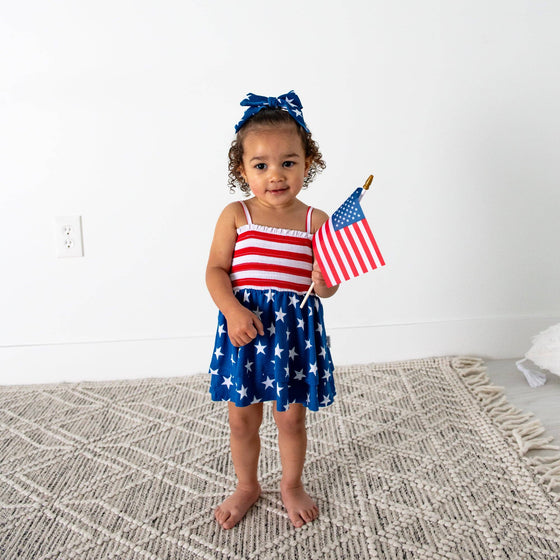 Quincy Stars & Stripes Smocked Tiered Tutu Bamboo 4th ofJuly