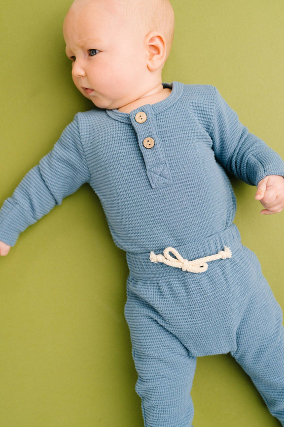 Dusty Blue Waffle Cozy Set