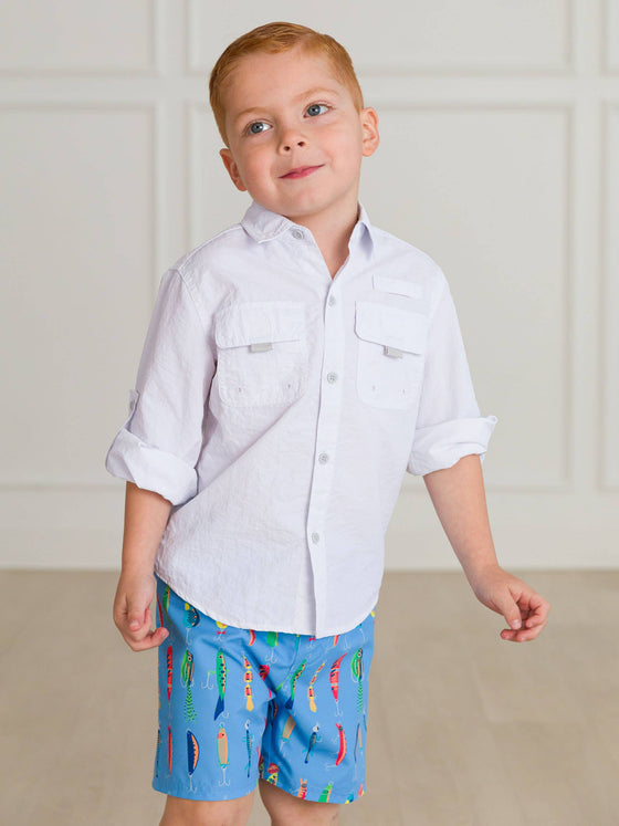 Gone Fishin Swim Trunks